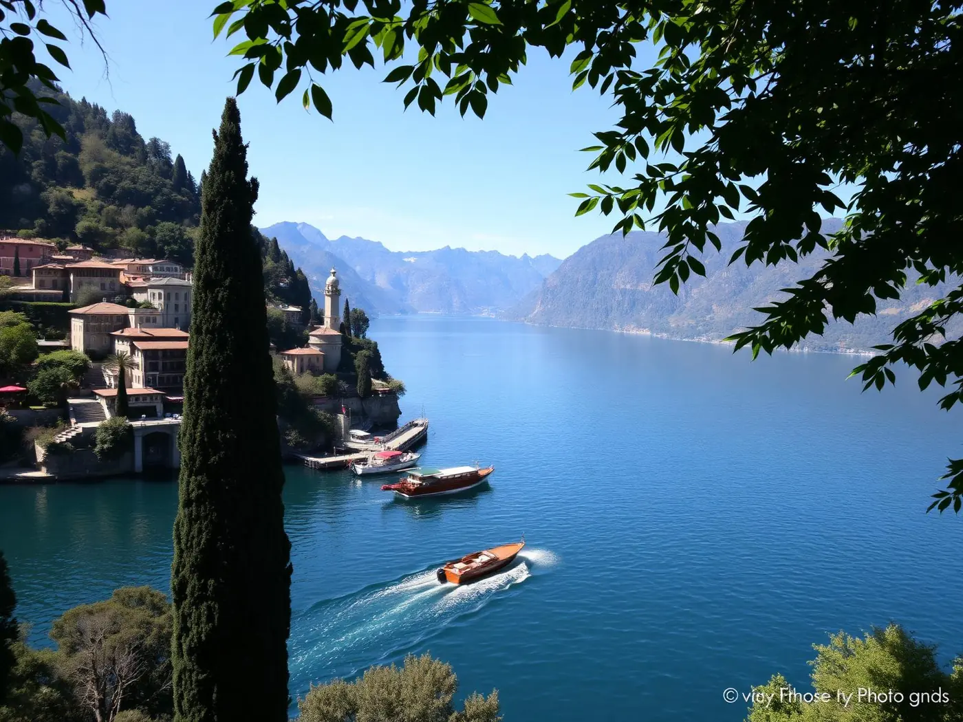 Vicolo acciottolato del borgo di Bellagio con case colorate